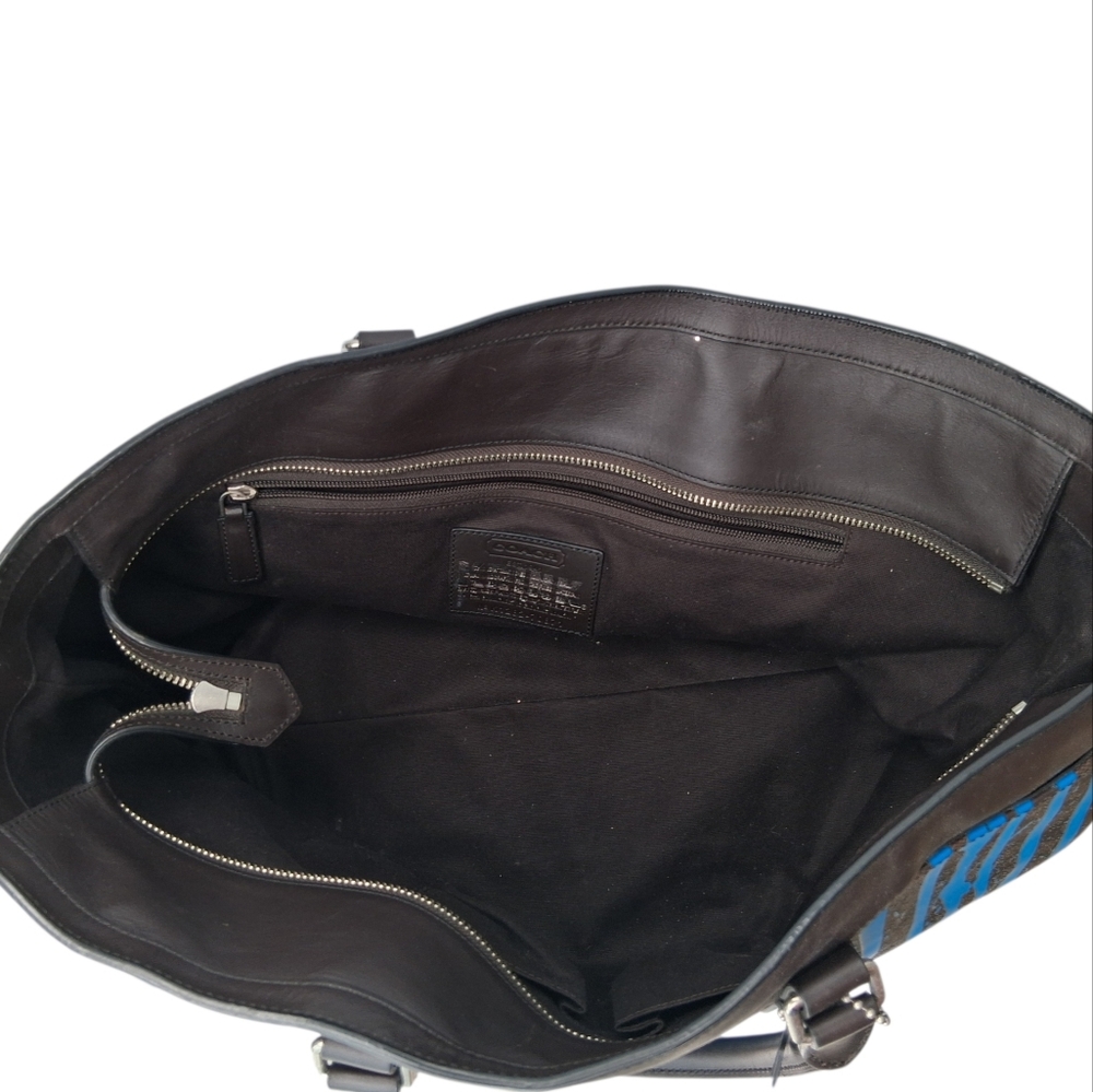 Coach x Krink Drip Paint Blue/Black Tote Bag Women's Rare Large - Picture 10 of 10